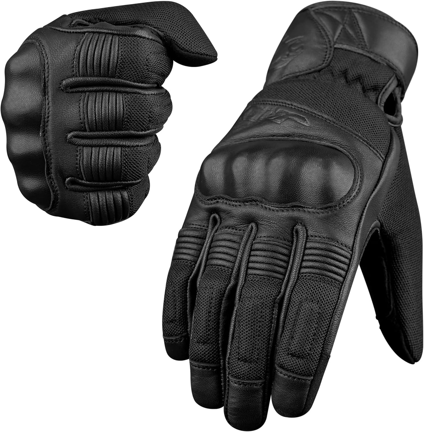 J.A.G. Motorcycle Gloves - Premium Leather Perforated Motorcycle Gloves for Men with Knuckle Protection | Touchscreen Motorbike Riding Gloves