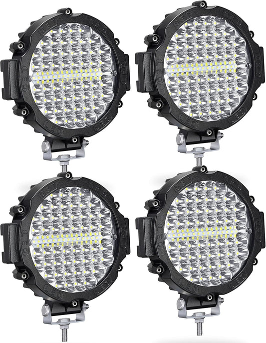 Round LED Off Road Lights 210W 21000lm, Trucks Tractor LED Work Lights, LED Light Pods Offroad Auxiliary Driving Fog Lights Snowmobile Golf Cart ATV UTV RV Plower, 4PCS