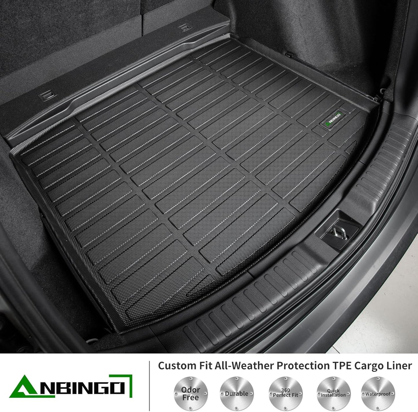 ANBINGO® Floor Mats & Cargo Liner for 2017 2018 2019 2020 2021 2022 CR-V, Waterproof CRV Car Mats All Weather Guard TPE Floor Liners Front & Rear Row & Trunk Mats (Cargo Tray in Highest Position)