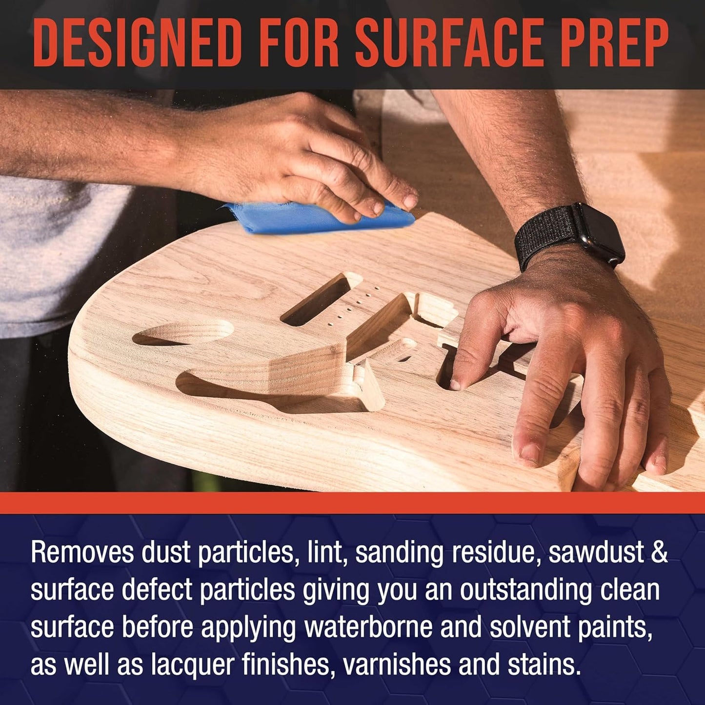 TCP Global - Pure Blue Superior Tack Cloths - Tack Rags (Box of 6) - Automotive Car Painters Professional Grade - Removes Dust, Sanding Particles, Cleans Surfaces - Wax and Silicone Free, Anti-Static