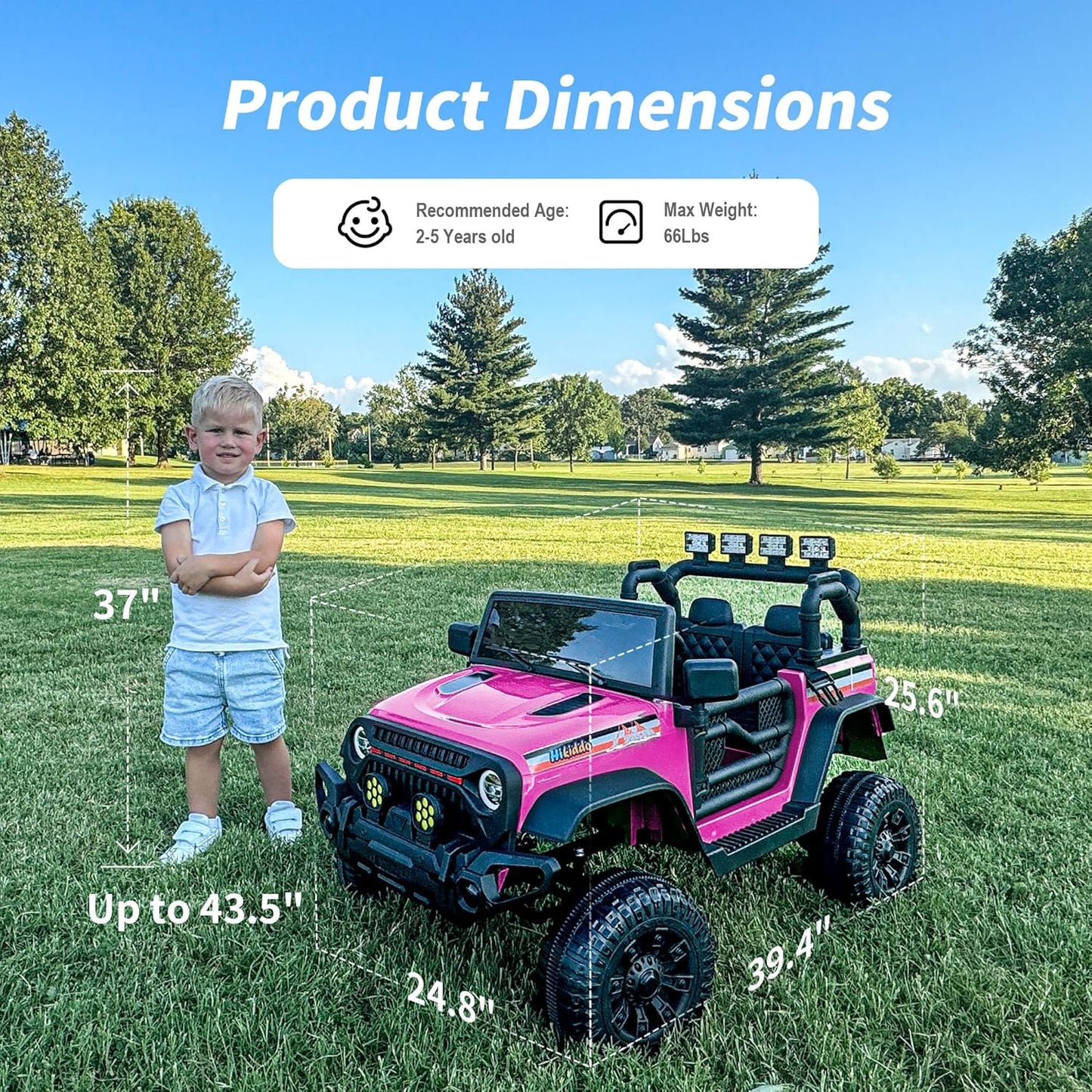 4WD Kids Ride on Car Truck, 12V 7Ah Kids Electric Vehicles Car Ride on Toy for Toddlers w/Remote Control - Pink