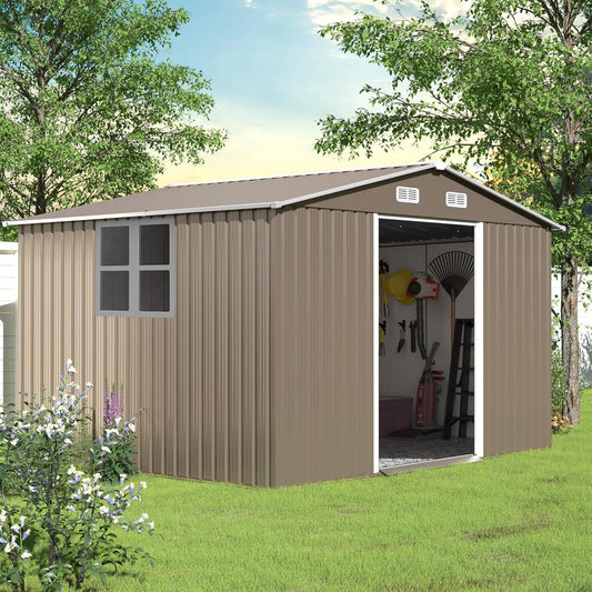10FT x 8FT Metal Outdoor Storage Shed,Garden Sheds & Outdoor Storage w/Lockable Sliding Doors & Air Vent,Metal Shed for Backyard,Garden,Patio,Lawn