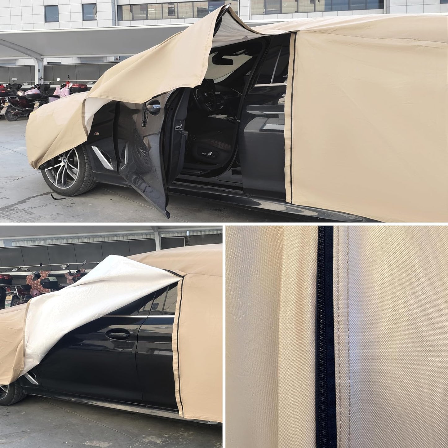 Heavy Duty Outdoor Car Cover Custom Fit for Tesla Model 3, Windproof All Weather Waterproof Sun Rain UV Dust Snow Protection Outdoor Car Covers