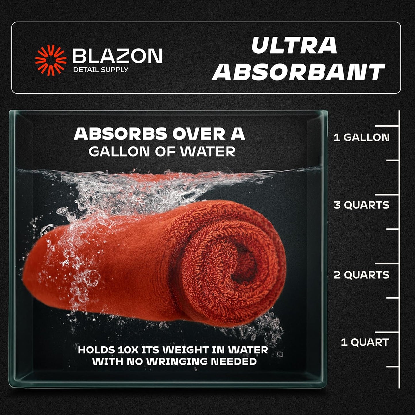 Redline XL Car Drying Towel - Ultra Premium 1300 GSM Microfiber Drying Towel - Max Absorption, Streak-Free Finish, Super Soft Twisted Loop Design - Dries Full Vehicle - Extra Large 2 x 3 ft