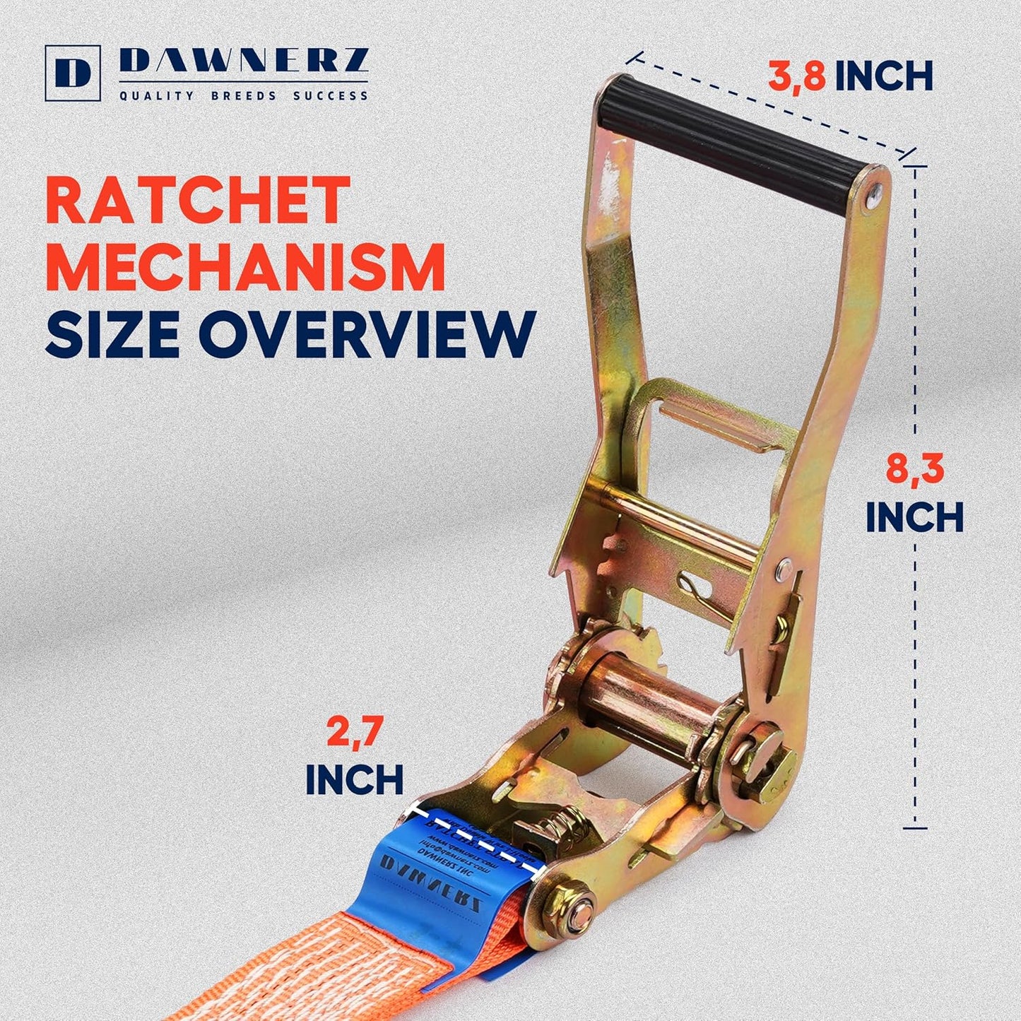 Heavy Duty Ratchet Straps 2 inch x 27 ft - 6600 Lb Breaking Strength Tie Downs Ratchet Straps with Double Wire J Hooks for Truck and Trailer