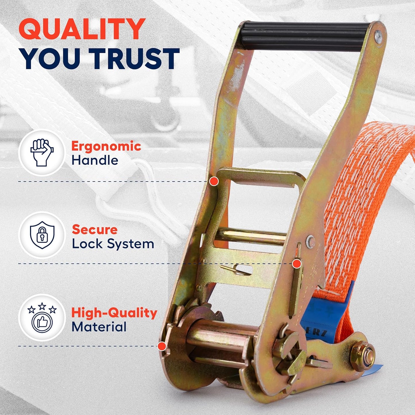 2 Inch x 20 Ft Heavy Duty Ratchet Straps - 6600 Lb Breaking Strength Tie Downs with Double J Hook for Trucks & Trailers