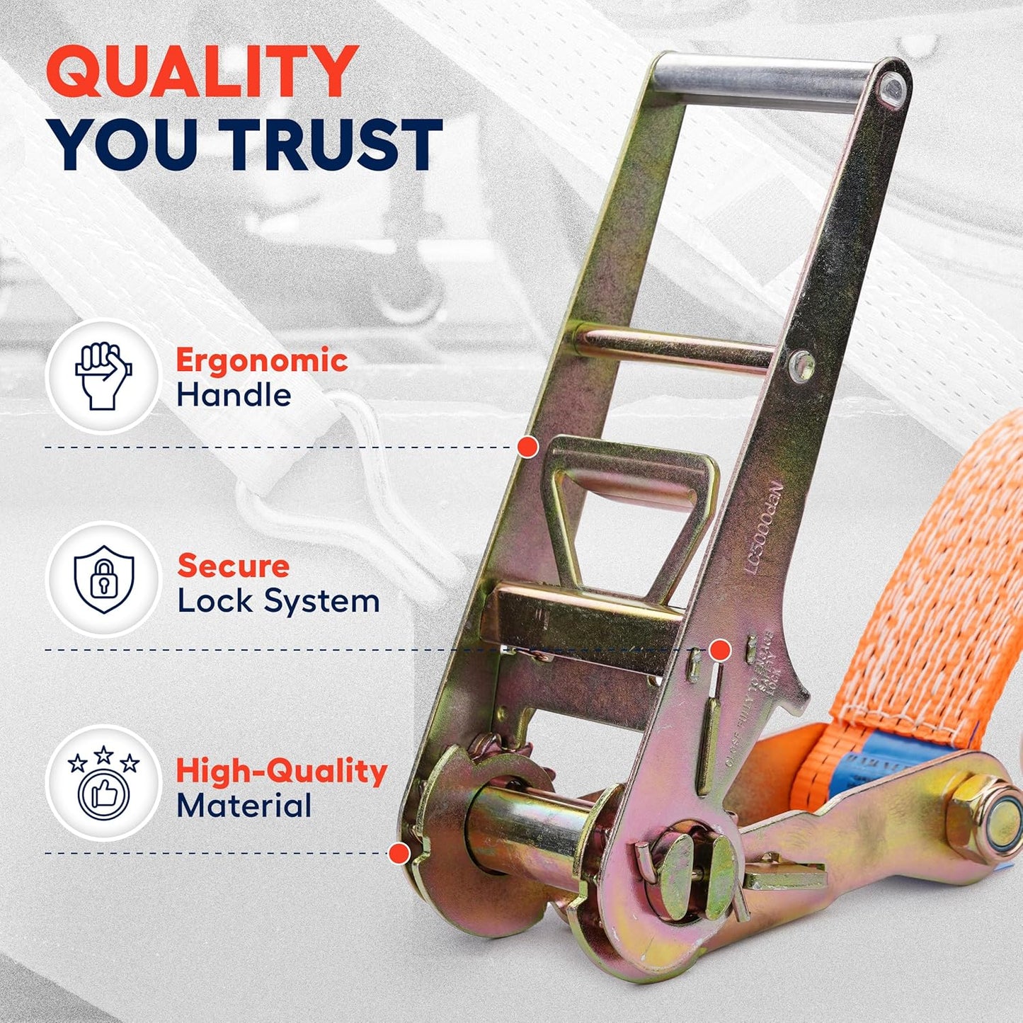 3 inch Ratchet Straps 40 ft Double Wire J Hook Tie Down - Heavy Duty Ratchet Straps 16500 Lb Breaking Strength - Trailer and Truck Tie Down